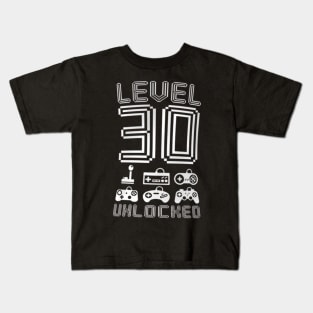 Level 30 Unlocked  Video Gamer 30th Birthday Kids T-Shirt